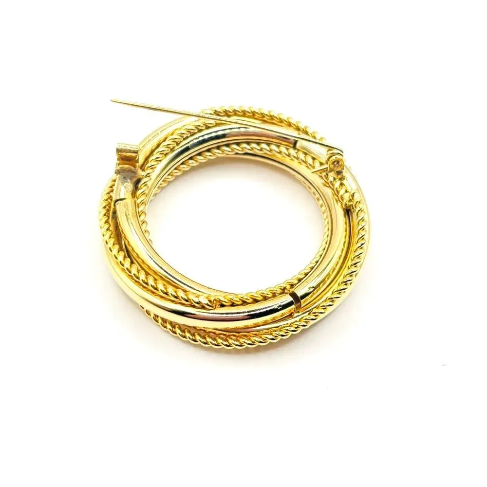 Elegant Round Textured Gold Brooch